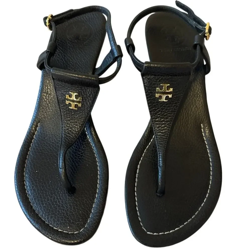 Tory Burch‎ Pauline Demi Cork Wedge Sandals Black 8.5